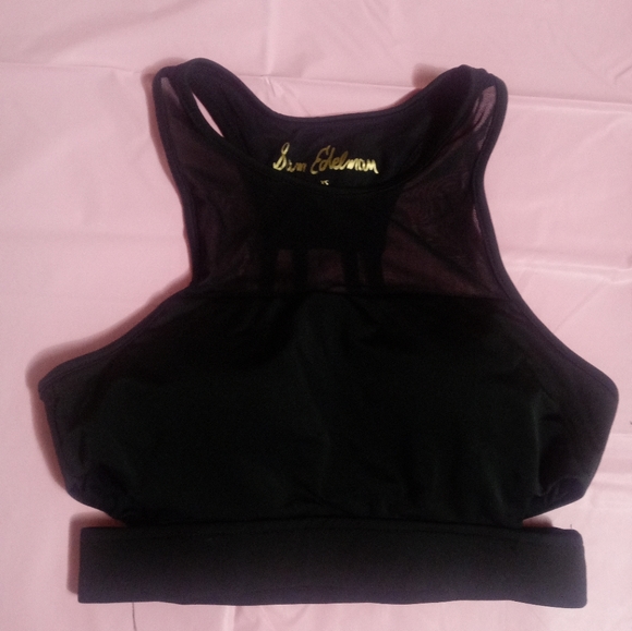 Sam Edelman Active Womens Black Check Me Out Sports Bra Mesh Cut Out Size Xs - Picture 7 of 11